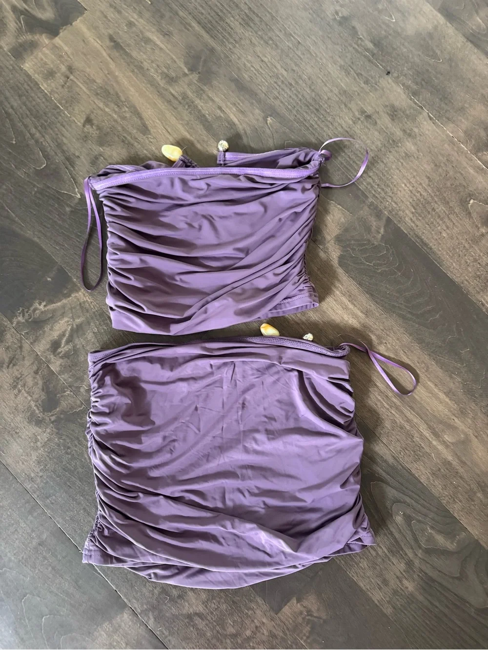 Edikted Purple Ruched Two-Piece Tankini Set